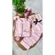 Gömlek Yaka Pembe Çizgili Armani İpek Saten Pijama Takımı Gömlek Yaka Pembe Çizgili Armani İpek Saten Pijama Takımı