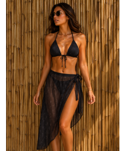 Siyah Pembe Bikini Pareo Set