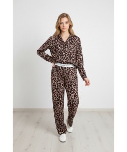 Armani İpek Saten Leopar Bel Lastikli Takım 