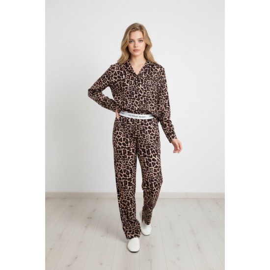 Armani İpek Saten Leopar Bel Lastikli Takım Armani İpek Saten Leopar Bel Lastikli Takım