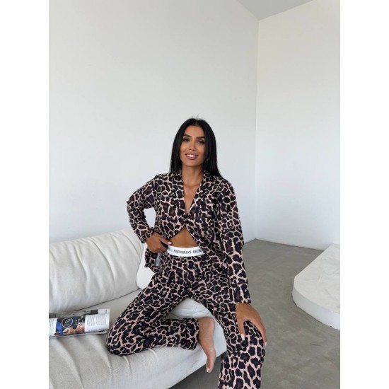 Özel Seri Leopar Baskılı Pamuklu Pijama Takımı