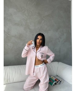Özel Seri Pembe Çizgili Pamuklu Pijama Takımı Özel Seri Pembe Çizgili Pamuklu Pijama Takımı