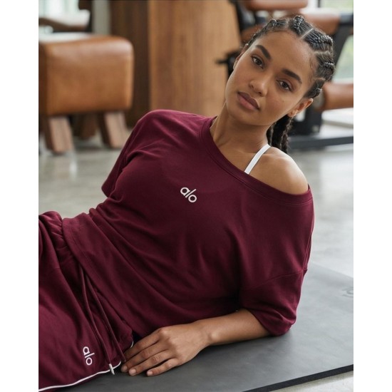 Bordo Eşofman, Crop T-Shirt & Büstiyer Takım