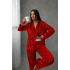 Kırmızı Çizgili Kadife Pijama Takımı – Özel Seri