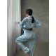 Armani Mavi Çizgili Saten Pijama Takımı Armani Mavi Çizgili Saten Pijama Takımı