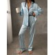 Armani Mavi Çizgili Saten Pijama Takımı Armani Mavi Çizgili Saten Pijama Takımı