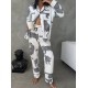 Beyaz Leopar Desenli Pamuklu Kadın Pijama Takımı Beyaz Leopar Desenli Pamuklu Kadın Pijama Takımı