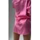 Vs Pembe Çizgili İpek Saten Tunik