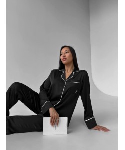 Siyah Armani İpek Saten Pijama Takımı Siyah Armani İpek Saten Pijama Takımı