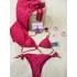 Bordo 3'lü Pareolu Bikini Set
