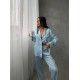Armani Mavi Çizgili Saten Pijama Takımı Armani Mavi Çizgili Saten Pijama Takımı