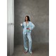 Armani Mavi Çizgili Saten Pijama Takımı Armani Mavi Çizgili Saten Pijama Takımı