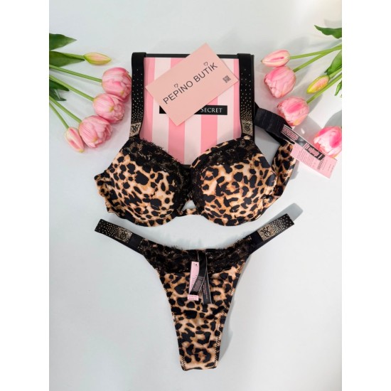 Leopar Desenli Dantel Taşlı Süten Takımı Leopar Desenli Dantel Taşlı Süten Takımı