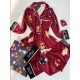 Ayıcık Desen Bordo Kadife Pijama Takımı