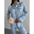 Armani Özel Seri Buz Mavisi Saten Pijama Takımı