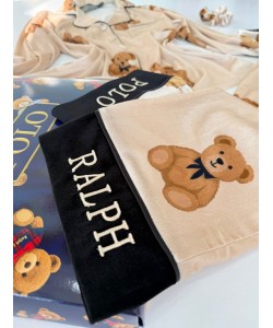 Ayıcık Desen Krem Kadife Pijama Takımı