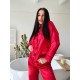 Kırmızı nakışlı ipek saten pijama takım Kırmızı nakışlı ipek saten pijama takım