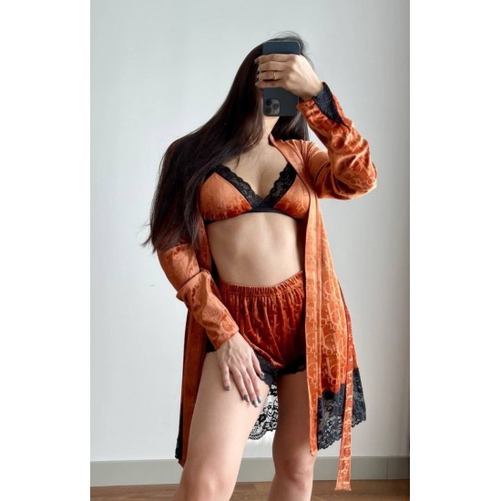 3'lü Kadife Sabahlık Set 3'lü Kadife Sabahlık Set