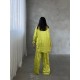 Armani Jakarlı Yağ Yeşili Saten Tunik & Pantolon & Sütyen Set