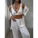 Armani Beyaz Saten Tunik & Pantolon & Sütyen Set