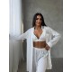 Armani Beyaz Saten Tunik & Pantolon & Sütyen Set