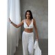 Armani Beyaz Saten Tunik & Pantolon & Sütyen Set