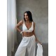 Armani Beyaz Saten Tunik & Pantolon & Sütyen Set