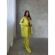 Armani Jakarlı Yağ Yeşili Saten Tunik & Pantolon & Sütyen Set