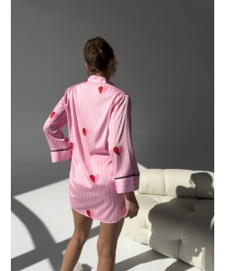 Vs Gömlek Yaka Pembe Kalp Desenli Tunik Vs Gömlek Yaka Pembe Kalp Desenli Tunik