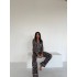 Armani Leopar Desenli Saten Pijama Takımı
