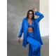 Armani Jakarlı Mavi Saten Tunik & Pantolon & Sütyen Set