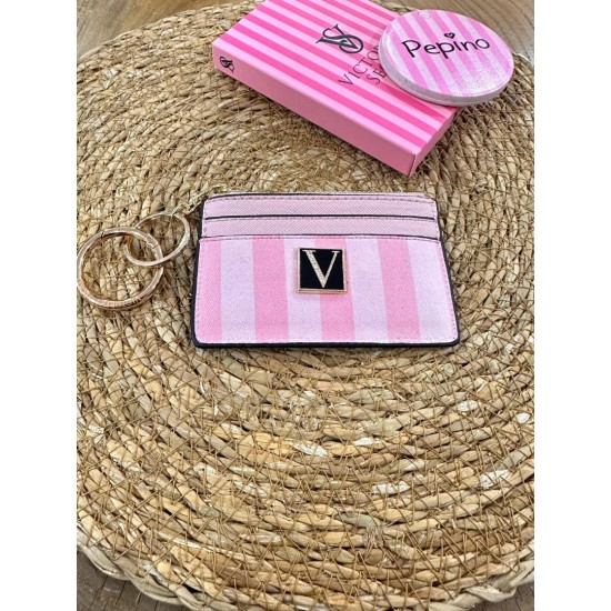 Pembe Çizgili Taşlı Kartlık Pembe Çizgili Taşlı Kartlık