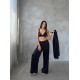 Armani Siyah Saten Tunik & Pantolon & Sütyen Set Armani Siyah Saten Tunik & Pantolon & Sütyen Set