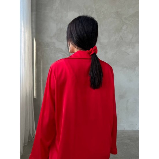 Armani Kırmızı Saten Tunik & Pantolon & Sütyen Set Armani Kırmızı Saten Tunik & Pantolon & Sütyen Set