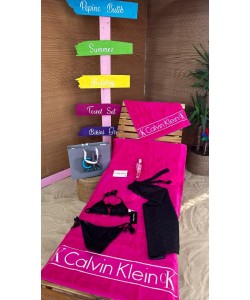 Ck Siyah Bikini Pareo Havlu ve Sprey Set