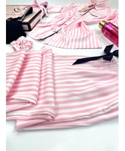 Açık Pembe Çizgili Gömlek Yaka Pijama Takımı&Siyah Taşlı Sütyen Takımı&Sprey