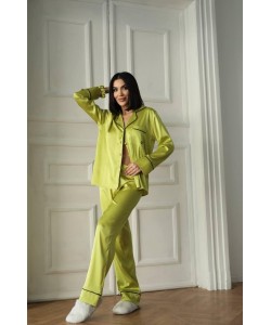 Yağ Yeşili Armani İpek Saten Pijama Takımı