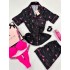 Flamingo Desenli Şortlu Saten Takım & Taşlı Sütyen & Vücut Spreyi Set