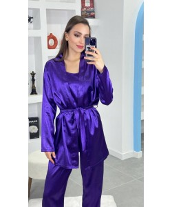 3'Lü Mor İpek Saten Set 