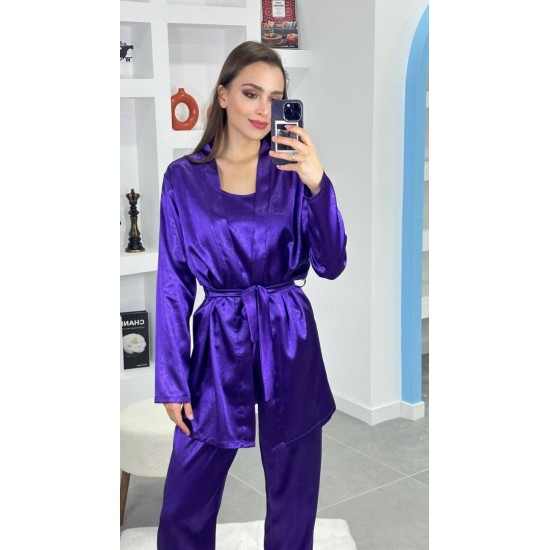 3'Lü Mor İpek Saten Set 3'Lü Mor İpek Saten Set
