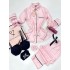 Açık Pembe Çizgili Gömlek Yaka Pijama Takımı&Siyah Taşlı Sütyen Takımı&Sprey