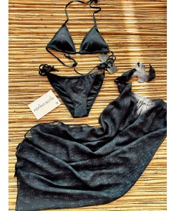 Ck Siyah Bikini Pareo Havlu ve Sprey Set