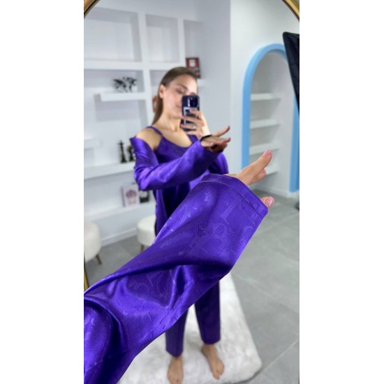3'Lü Mor İpek Saten Set 3'Lü Mor İpek Saten Set
