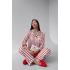 Kırmızı Beyaz Çizgili Armani İpek Saten Pijama Takımı