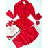 Vs İpek Saten Taş Nakış Bel Lastik Kırmızı Pijama Takımı 